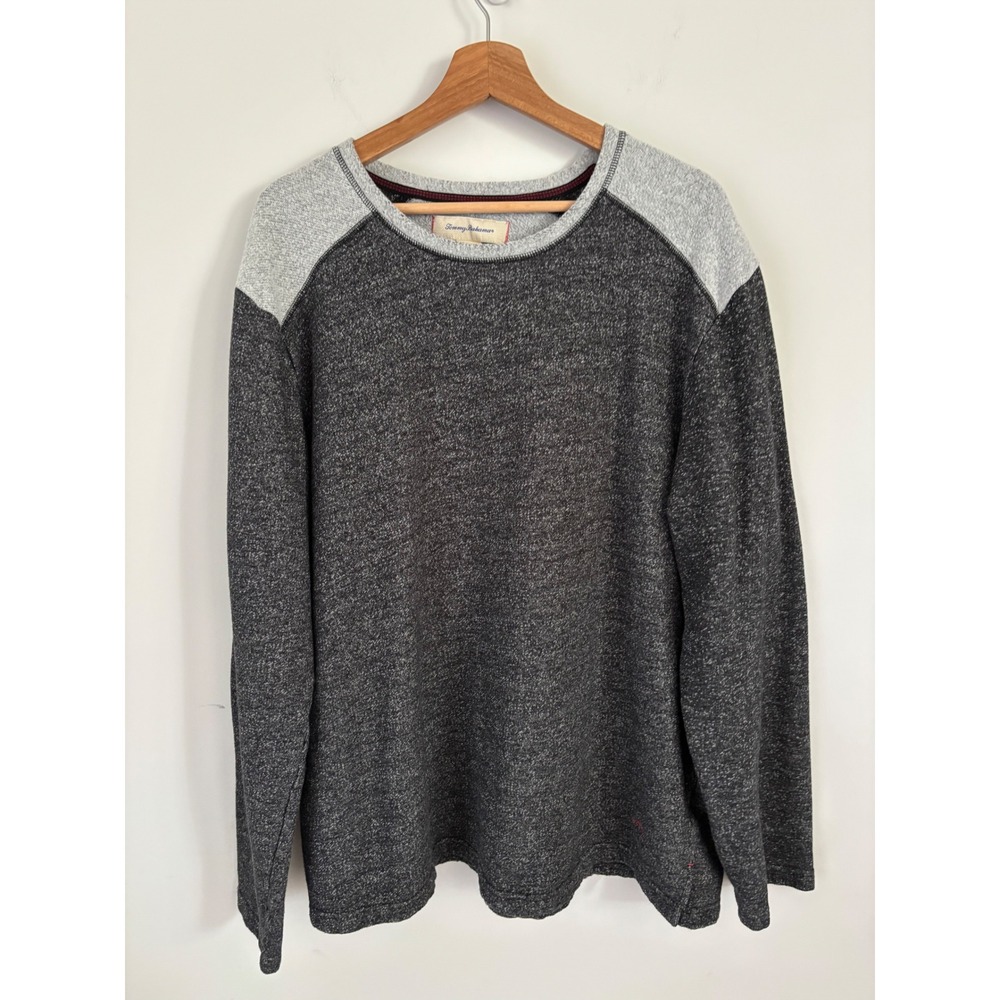 Tommy Bahama Mens XXL Two Tone Gray Color Block Long Sleeve Sweatshirt Pullover